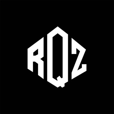 RQZ letter logo design with polygon shape. RQZ polygon and cube shape logo design. RQZ hexagon vector logo template white and black colors. RQZ monogram, business and real estate logo.