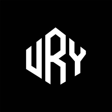 URY letter logo design with polygon shape. URY polygon and cube shape logo design. URY hexagon vector logo template white and black colors. URY monogram, business and real estate logo.