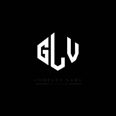 Çokgen şekilli GLV harf logosu tasarımı. GLV çokgen ve küp şeklinde logo tasarımı. GLV altıgen vektör logosu beyaz ve siyah renkler. GLV monogramı, iş ve emlak logosu.