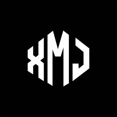 XMJ letter logo design with polygon shape. XMJ polygon and cube shape logo design. XMJ hexagon vector logo template white and black colors. XMJ monogram, business and real estate logo.