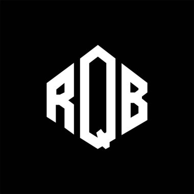 RQB letter logo design with polygon shape. RQB polygon and cube shape logo design. RQB hexagon vector logo template white and black colors. RQB monogram, business and real estate logo.