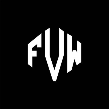 FVW letter logo design with polygon shape. FVW polygon and cube shape logo design. FVW hexagon vector logo template white and black colors. FVW monogram, business and real estate logo.