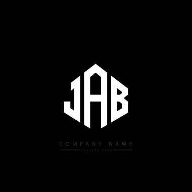 JAB letter logo design with polygon shape. JAB polygon and cube shape logo design. JAB hexagon vector logo template white and black colors. JAB monogram, business and real estate logo.