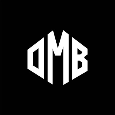 OMB letter logo design with polygon shape. OMB polygon and cube shape logo design. OMB hexagon vector logo template white and black colors. OMB monogram, business and real estate logo.
