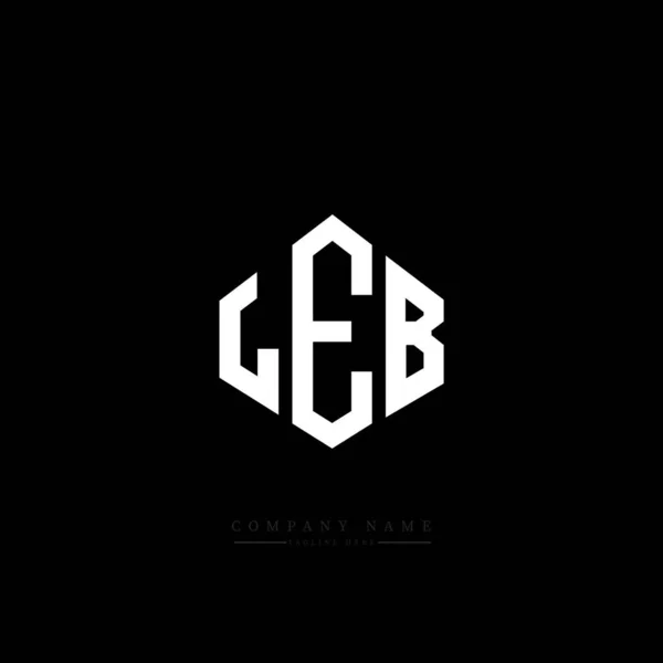 多角形のLeb文字のロゴデザイン Lebポリゴンとキューブ形状のロゴデザイン Leb六角形ベクトルロゴテンプレート白と黒の色 Lebモノグラム ビジネスや不動産のロゴ — ストックベクタ