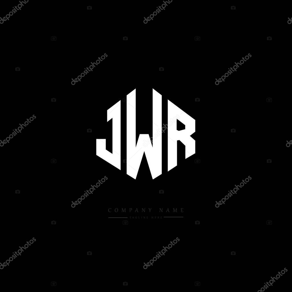 JWR letter logo design with polygon shape. JWR polygon and cube shape logo design. JWR hexagon vector logo template white and black colors. JWR monogram, business and real estate logo.