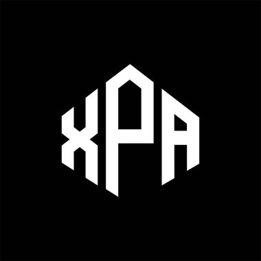 XPA letter logo design with polygon shape. XPA polygon and cube shape logo design. XPA hexagon vector logo template white and black colors. XPA monogram, business and real estate logo.