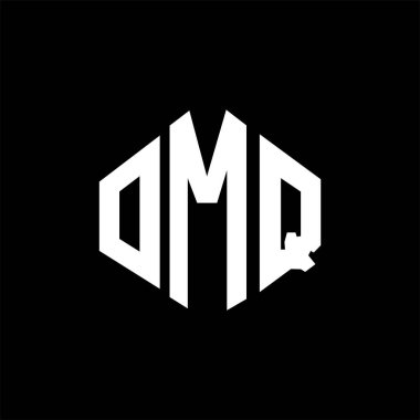 OMQ letter logo design with polygon shape. OMQ polygon and cube shape logo design. OMQ hexagon vector logo template white and black colors. OMQ monogram, business and real estate logo.