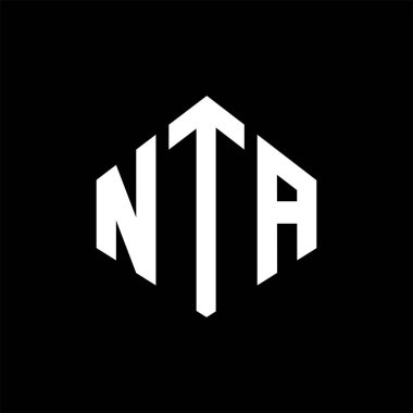 NTA letter logo design with polygon shape. NTA polygon and cube shape logo design. NTA hexagon vector logo template white and black colors. NTA monogram, business and real estate logo.