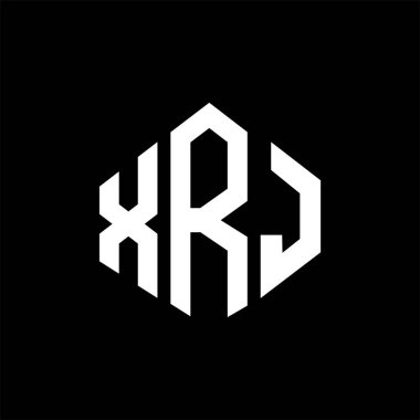 XRJ letter logo design with polygon shape. XRJ polygon and cube shape logo design. XRJ hexagon vector logo template white and black colors. XRJ monogram, business and real estate logo.