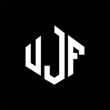 UJF letter logo design with polygon shape. UJF polygon and cube shape logo design. UJF hexagon vector logo template white and black colors. UJF monogram, business and real estate logo.