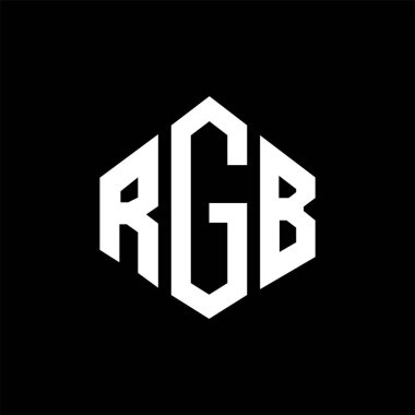 Çokgen şekilli RGB harf logosu tasarımı. RGB çokgen ve küp şeklinde logo tasarımı. RGB altıgen vektör logosu beyaz ve siyah renkler. RGB monogramı, iş ve emlak logosu.