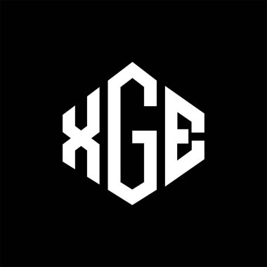 XGE letter logo design with polygon shape. XGE polygon and cube shape logo design. XGE hexagon vector logo template white and black colors. XGE monogram, business and real estate logo.