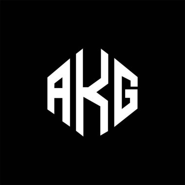 AKG letter logo design with polygon shape. AKG polygon and cube shape logo design. AKG hexagon vector logo template white and black colors. AKG monogram, business and real estate logo.