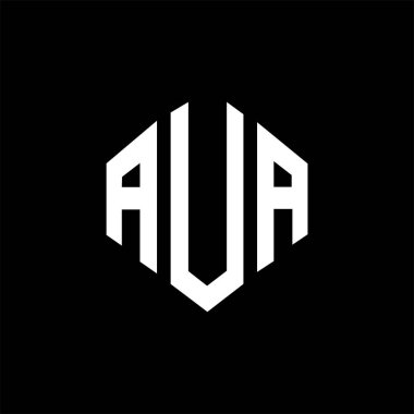 AUA letter logo design with polygon shape. AUA polygon and cube shape logo design. AUA hexagon vector logo template white and black colors. AUA monogram, business and real estate logo.