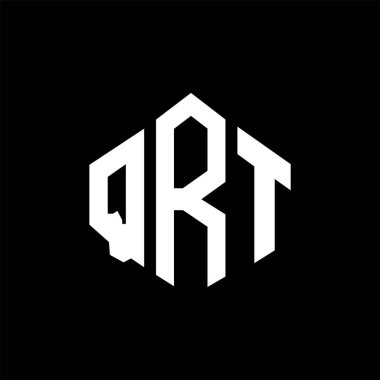 QRT letter logo design with polygon shape. QRT polygon and cube shape logo design. QRT hexagon vector logo template white and black colors. QRT monogram, business and real estate logo.