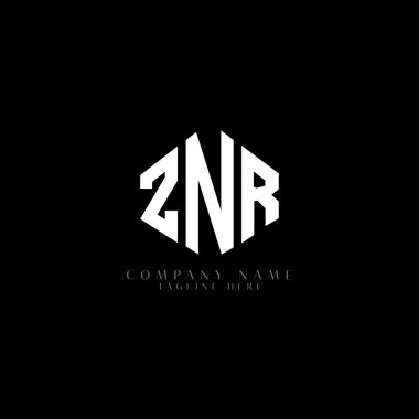 ZNR letter logo design with polygon shape. ZNR polygon and cube shape logo design. ZNR hexagon vector logo template white and black colors. ZNR monogram, business and real estate logo.