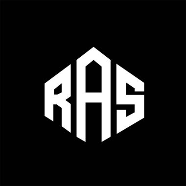 RAS letter logo design with polygon shape. RAS polygon and cube shape logo design. RAS hexagon vector logo template white and black colors. RAS monogram, business and real estate logo.
