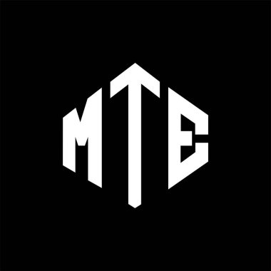 MTE letter logo design with polygon shape. MTE polygon and cube shape logo design. MTE hexagon vector logo template white and black colors. MTE monogram, business and real estate logo.