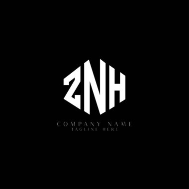 ZNH letter logo design with polygon shape. ZNH polygon and cube shape logo design. ZNH hexagon vector logo template white and black colors. ZNH monogram, business and real estate logo.