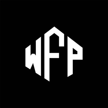 WFP letter logo design with polygon shape. WFP polygon and cube shape logo design. WFP hexagon vector logo template white and black colors. WFP monogram, business and real estate logo.