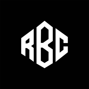 RBC letter logo design with polygon shape. RBC polygon and cube shape logo design. RBC hexagon vector logo template white and black colors. RBC monogram, business and real estate logo.