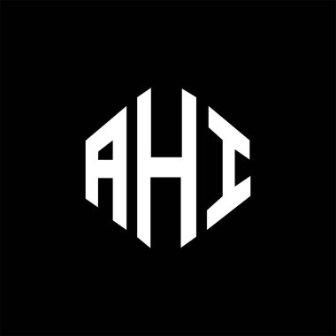 AHI letter logo design with polygon shape. AHI polygon and cube shape logo design. AHI hexagon vector logo template white and black colors. AHI monogram, business and real estate logo.