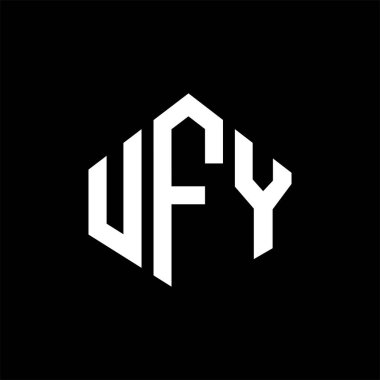 UFY letter logo design with polygon shape. UFY polygon and cube shape logo design. UFY hexagon vector logo template white and black colors. UFY monogram, business and real estate logo.