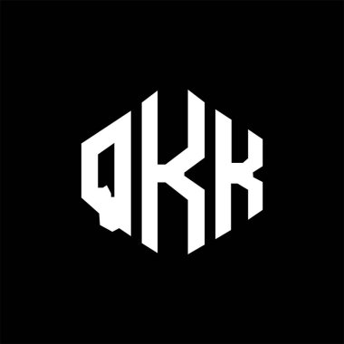 QKK letter logo design with polygon shape. QKK polygon and cube shape logo design. QKK hexagon vector logo template white and black colors. QKK monogram, business and real estate logo.