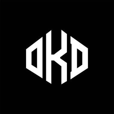 OKD letter logo design with polygon shape. OKD polygon and cube shape logo design. OKD hexagon vector logo template white and black colors. OKD monogram, business and real estate logo.