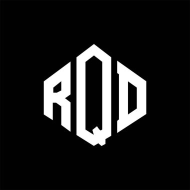 RQD letter logo design with polygon shape. RQD polygon and cube shape logo design. RQD hexagon vector logo template white and black colors. RQD monogram, business and real estate logo.