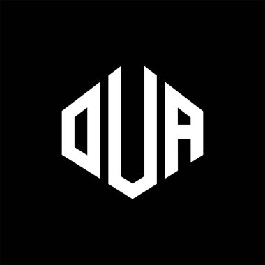 OUA letter logo design with polygon shape. OUA polygon and cube shape logo design. OUA hexagon vector logo template white and black colors. OUA monogram, business and real estate logo.