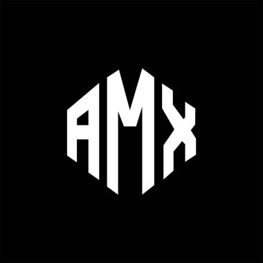 AMX letter logo design with polygon shape. AMX polygon and cube shape logo design. AMX hexagon vector logo template white and black colors. AMX monogram, business and real estate logo.