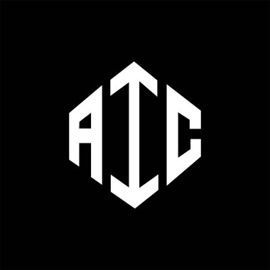 AIC letter logo design with polygon shape. AIC polygon and cube shape logo design. AIC hexagon vector logo template white and black colors. AIC monogram, business and real estate logo.