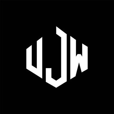 UJW letter logo design with polygon shape. UJW polygon and cube shape logo design. UJW hexagon vector logo template white and black colors. UJW monogram, business and real estate logo.