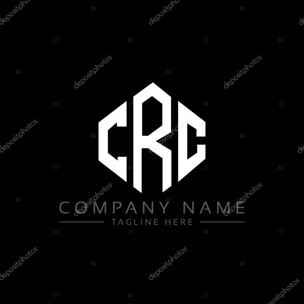 CRC letter logo design with polygon shape. CRC polygon and cube shape logo design. CRC hexagon vector logo template white and black colors. CRC monogram, business and real estate logo.