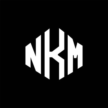 NKM letter logo design with polygon shape. NKM polygon and cube shape logo design. NKM hexagon vector logo template white and black colors. NKM monogram, business and real estate logo.
