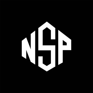 NSP letter logo design with polygon shape. NSP polygon and cube shape logo design. NSP hexagon vector logo template white and black colors. NSP monogram, business and real estate logo.