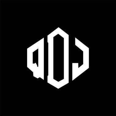 QDJ letter logo design with polygon shape. QDJ polygon and cube shape logo design. QDJ hexagon vector logo template white and black colors. QDJ monogram, business and real estate logo.
