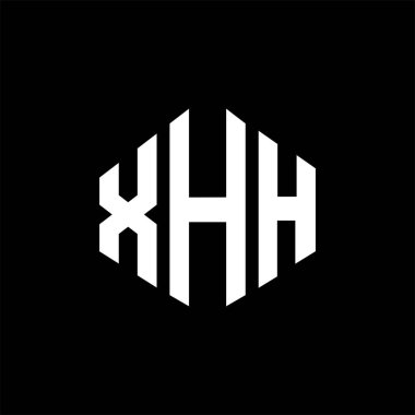 XHH letter logo design with polygon shape. XHH polygon and cube shape logo design. XHH hexagon vector logo template white and black colors. XHH monogram, business and real estate logo.