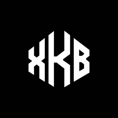 XKB letter logo design with polygon shape. XKB polygon and cube shape logo design. XKB hexagon vector logo template white and black colors. XKB monogram, business and real estate logo.