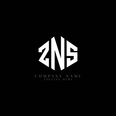 ZNS letter logo design with polygon shape. ZNS polygon and cube shape logo design. ZNS hexagon vector logo template white and black colors. ZNS monogram, business and real estate logo.