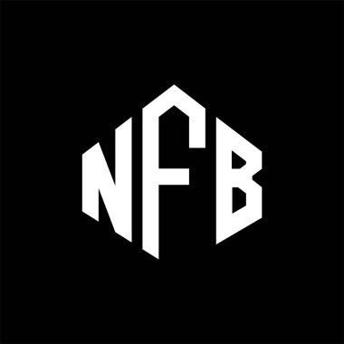 NFB letter logo design with polygon shape. NFB polygon and cube shape logo design. NFB hexagon vector logo template white and black colors. NFB monogram, business and real estate logo.
