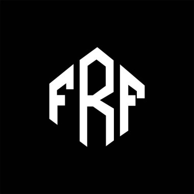 FRF letter logo design with polygon shape. FRF polygon and cube shape logo design. FRF hexagon vector logo template white and black colors. FRF monogram, business and real estate logo.