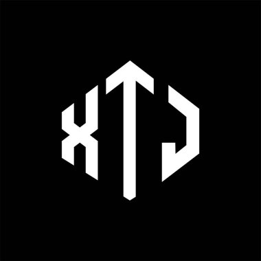 XTJ letter logo design with polygon shape. XTJ polygon and cube shape logo design. XTJ hexagon vector logo template white and black colors. XTJ monogram, business and real estate logo.