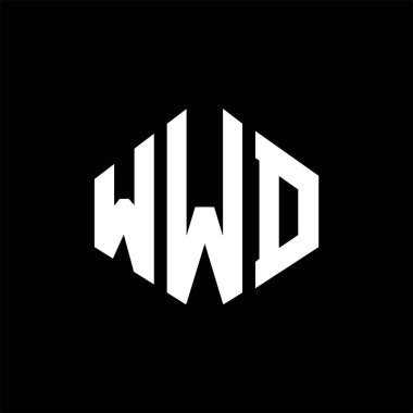 WWD letter logo design with polygon shape. WWD polygon and cube shape logo design. WWD hexagon vector logo template white and black colors. WWD monogram, business and real estate logo.