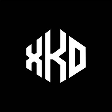 XKO letter logo design with polygon shape. XKO polygon and cube shape logo design. XKO hexagon vector logo template white and black colors. XKO monogram, business and real estate logo.