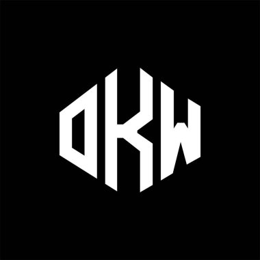 OKW letter logo design with polygon shape. OKW polygon and cube shape logo design. OKW hexagon vector logo template white and black colors. OKW monogram, business and real estate logo.