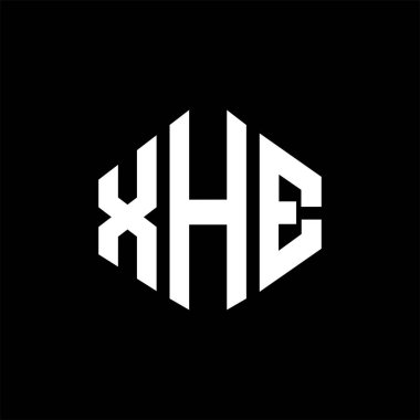 XHE letter logo design with polygon shape. XHE polygon and cube shape logo design. XHE hexagon vector logo template white and black colors. XHE monogram, business and real estate logo.