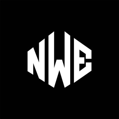 NWE letter logo design with polygon shape. NWE polygon and cube shape logo design. NWE hexagon vector logo template white and black colors. NWE monogram, business and real estate logo.